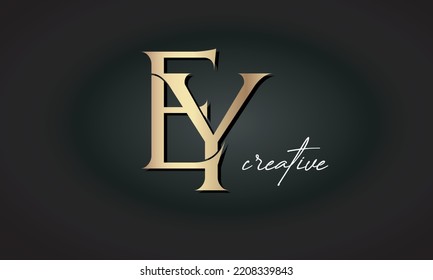 luxury letters EY jewellery fashion monogram, creative golden premium logo