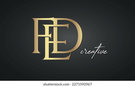 luxury letters FED golden logo icon  premium monogram, creative royal logo design