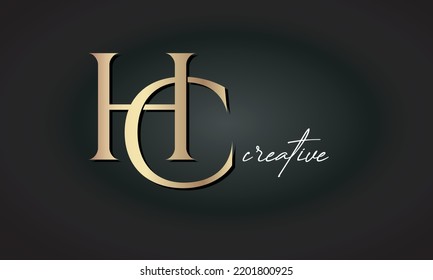 luxury letters HC jewellery fashion monogram. HC creative modern premium golden logo icon