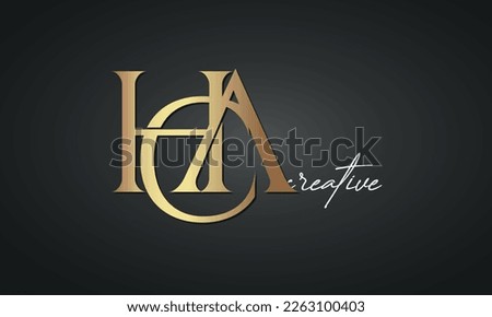 luxury letters HCA golden logo icon  premium monogram, creative royal logo design