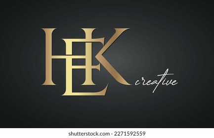 luxury letters HEK golden logo icon  premium monogram, creative royal logo design