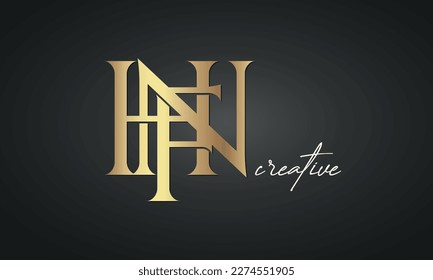 luxury letters HFN jewellery fashion monogram logo. creative golden premium logo