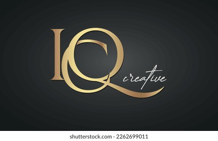 luxury letters ICQ golden logo icon  premium monogram, creative royal logo design