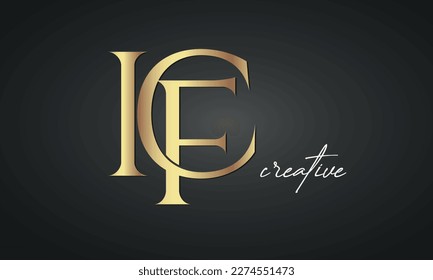 luxury letters IFC jewellery fashion monogram logo. creative golden premium logo