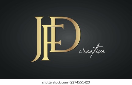 luxury letters JFD jewellery fashion monogram logo. creative golden premium logo