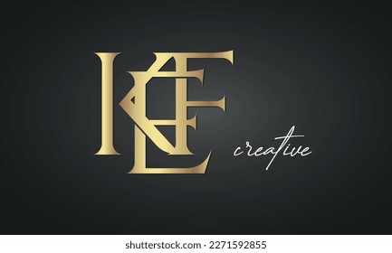 luxury letters KEF golden logo icon  premium monogram, creative royal logo design