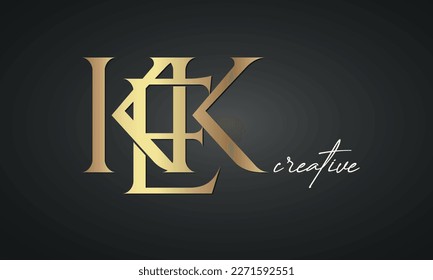 letras de lujo logotipo KEK dorden icono monograma premium, diseño creativo de logotipo real