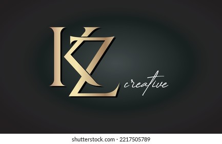 luxury letters KZ jewellery fashion monogram, KZ creative golden premium logo