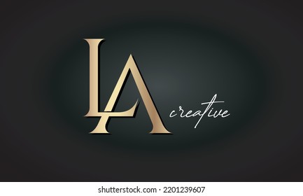 luxury letters LA jewellery fashion monogram, creative golden premium logo