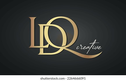 luxury letters LDQ golden logo icon  premium monogram, creative royal logo design