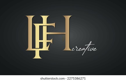 luxury letters LFH jewellery fashion monogram logo. creative golden premium logo