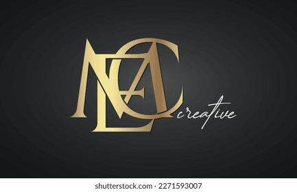 luxury letters MEC golden logo icon  premium monogram, creative royal logo design