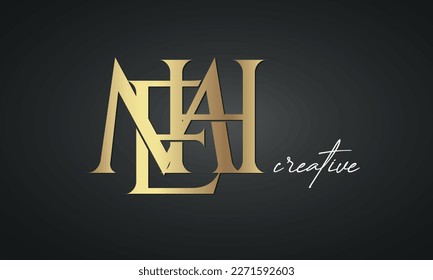 letras de lujo Monograma del icono del logotipo de oro MEH monograma premium, diseño creativo del logotipo real