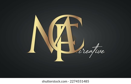 luxury letters MFC jewellery fashion monogram logo. creative golden premium logo