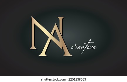 luxury letters NA jewellery fashion monogram, creative golden premium logo