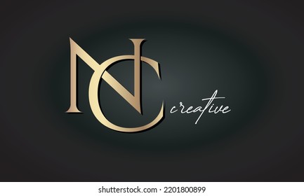 luxury letters NC jewellery fashion monogram. NC creative modern premium golden logo icon