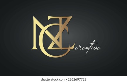 luxury letters NCZ golden logo icon  premium monogram, creative royal logo design