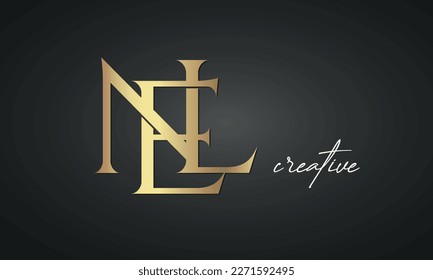 luxury letters NEL golden logo icon  premium monogram, creative royal logo design