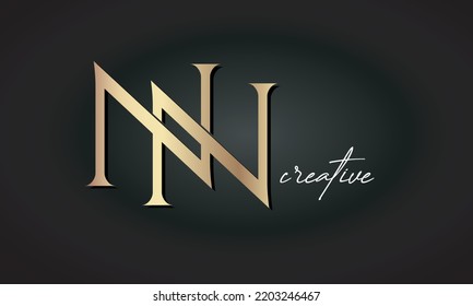 luxury letters NN jewellery fashion monogram. creative modern premium golden logo icon