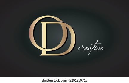 luxury letters OD jewellery fashion monogram, creative golden premium logo