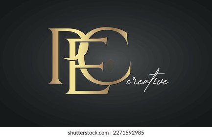 luxury letters PEC golden logo icon  premium monogram, creative royal logo design