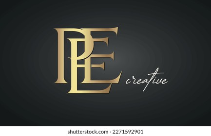 luxury letters PEE golden logo icon  premium monogram, creative royal logo design