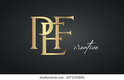 luxury letters PEF golden logo icon  premium monogram, creative royal logo design