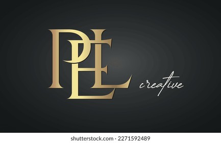 luxury letters PEL golden logo icon  premium monogram, creative royal logo design