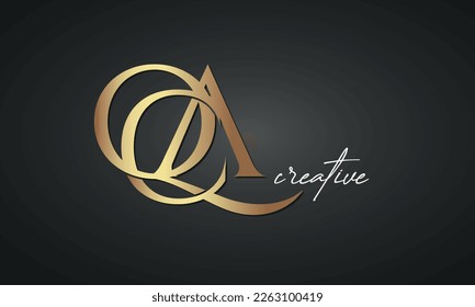 luxury letters QCA golden logo icon  premium monogram, creative royal logo design