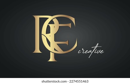 luxury letters RFC jewellery fashion monogram logo. creative golden premium logo