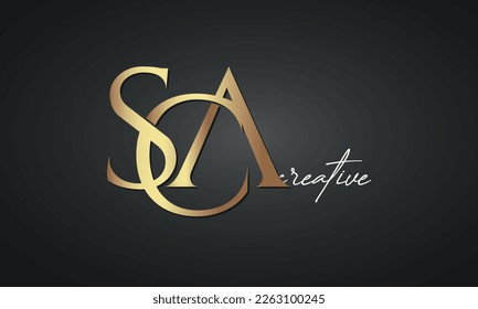 luxury letters SCA golden logo icon  premium monogram, creative royal logo design