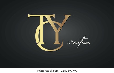 luxury letters TCY golden logo icon  premium monogram, creative royal logo design