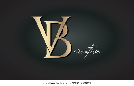 luxury letters VB jewellery fashion monogram. VB creative modern premium golden logo icon