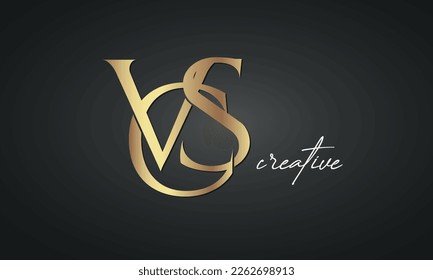 luxury letters VCS golden logo icon  premium monogram, creative royal logo design