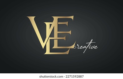 luxury letters VEE golden logo icon  premium monogram, creative royal logo design