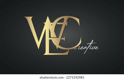 luxury letters WEC golden logo icon  premium monogram, creative royal logo design