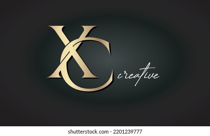 luxury letters XC jewellery fashion monogram logo. XC creative golden premium logo