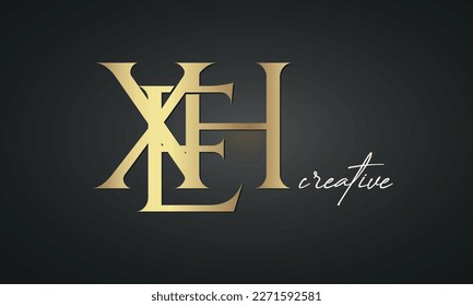 luxury letters XEH golden logo icon  premium monogram, creative royal logo design