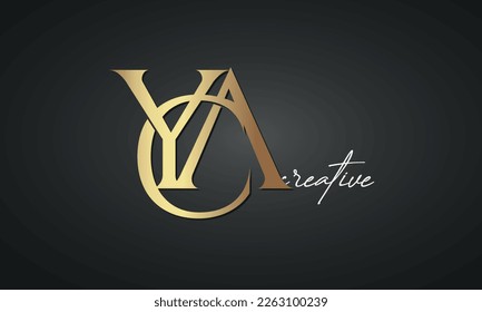 luxury letters YCA golden logo icon  premium monogram, creative royal logo design