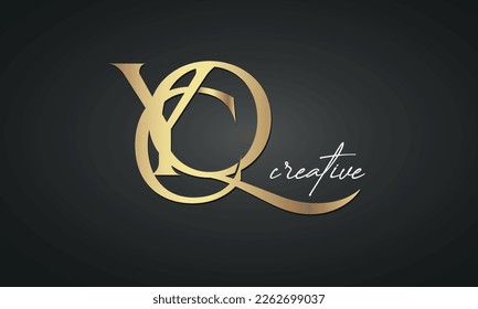 luxury letters YCQ golden logo icon  premium monogram, creative royal logo design