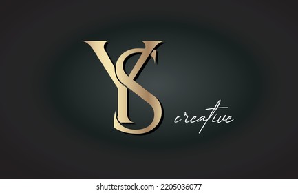 luxury letters YS jewellery fashion monogram, YS creative golden premium logo