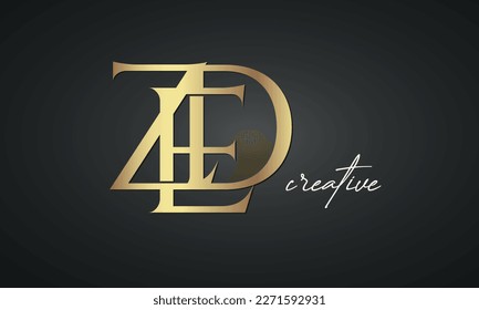 luxury letters ZED golden logo icon  premium monogram, creative royal logo design