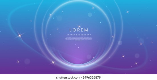 Luxury light blue background with circle glowing white line lighting effect sparkle. Template premium award ceremony design. Vector illustration