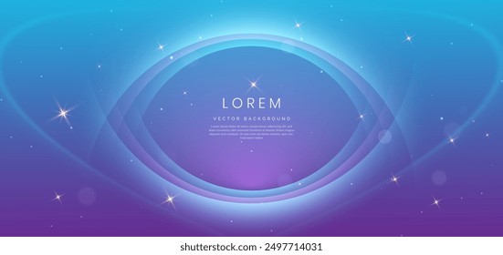 Luxury light blue background with circle glowing white line lighting effect sparkle. Template premium award ceremony design. Vector illustration