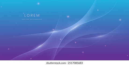Luxo fundo azul claro com brilho de efeito de iluminação de linha brilhante curva. Modelo de design de cerimônia de prêmio. Ilustração vetorial