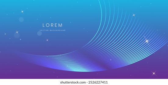Luxury light blue background with curve glowing blue line lighting effect sparkle. Template premium award ceremony design. Vector illustration