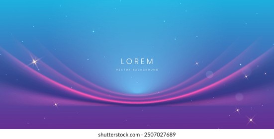 Luxury light blue background with red curve line lighting effect sparkle. Template premium award ceremony design. Vector illustration