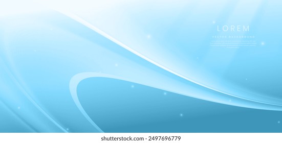 Luxury light blue curved lines background and lighting effect sparkle. You can use for ad, poster, template, business presentation. Vector illustration