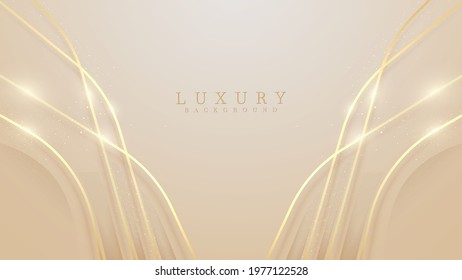 Luxury light brown pastel abstract background with golden lines sparkle. Illustration from vector about modern template design for a sweet and elegant feeling.