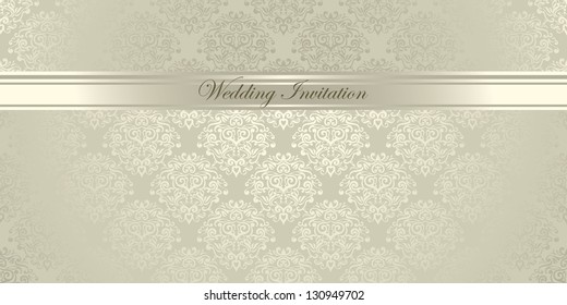 Luxury light damask floral Wedding Invitation